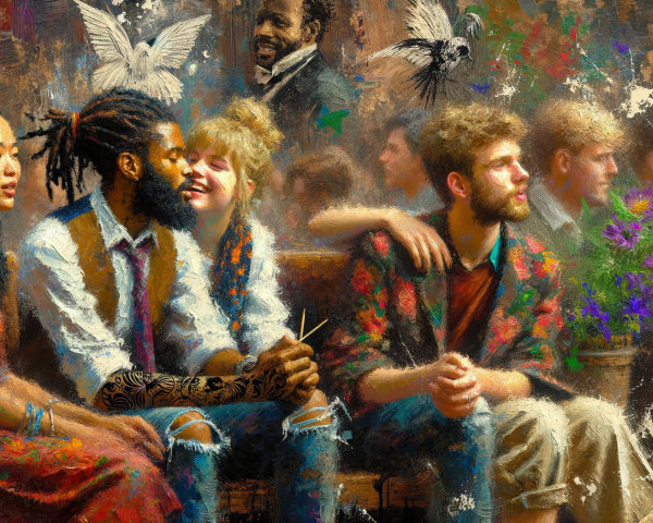Diverse Group of Young Adults in Colorful Setting