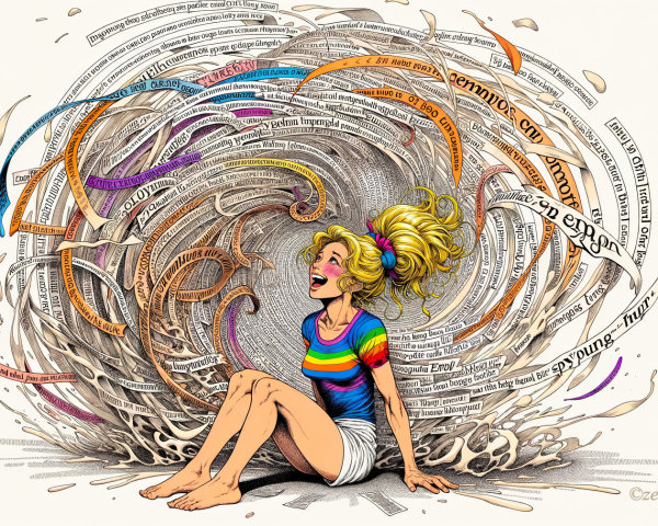 Whimsical Illustration of a Joyful Young Woman