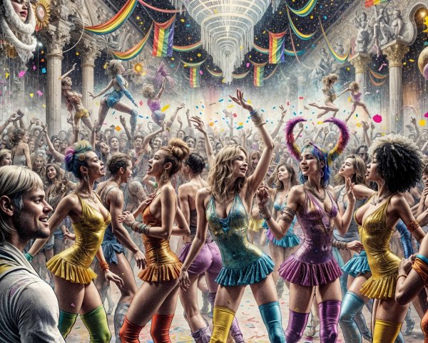 Vibrant Party Scene with Colorful Celebrations