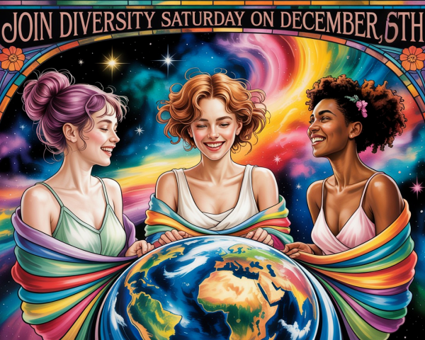 Artistic Illustration of Diverse Women with Globe