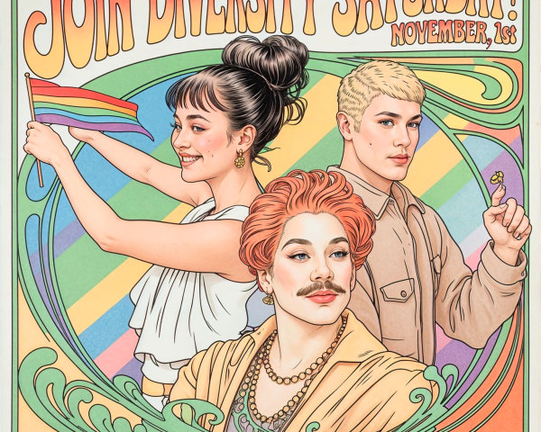 Diversity Saturday Event with Colorful Retro Design