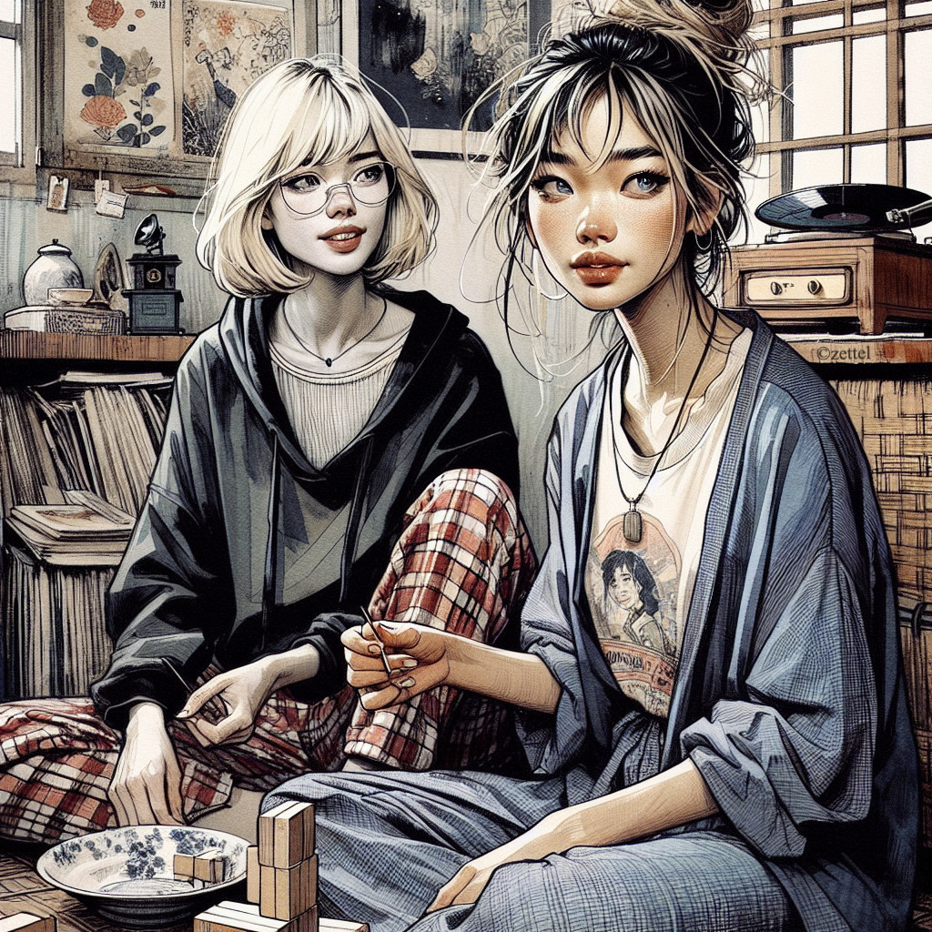 Young Women Enjoying a Game in a Cozy Room