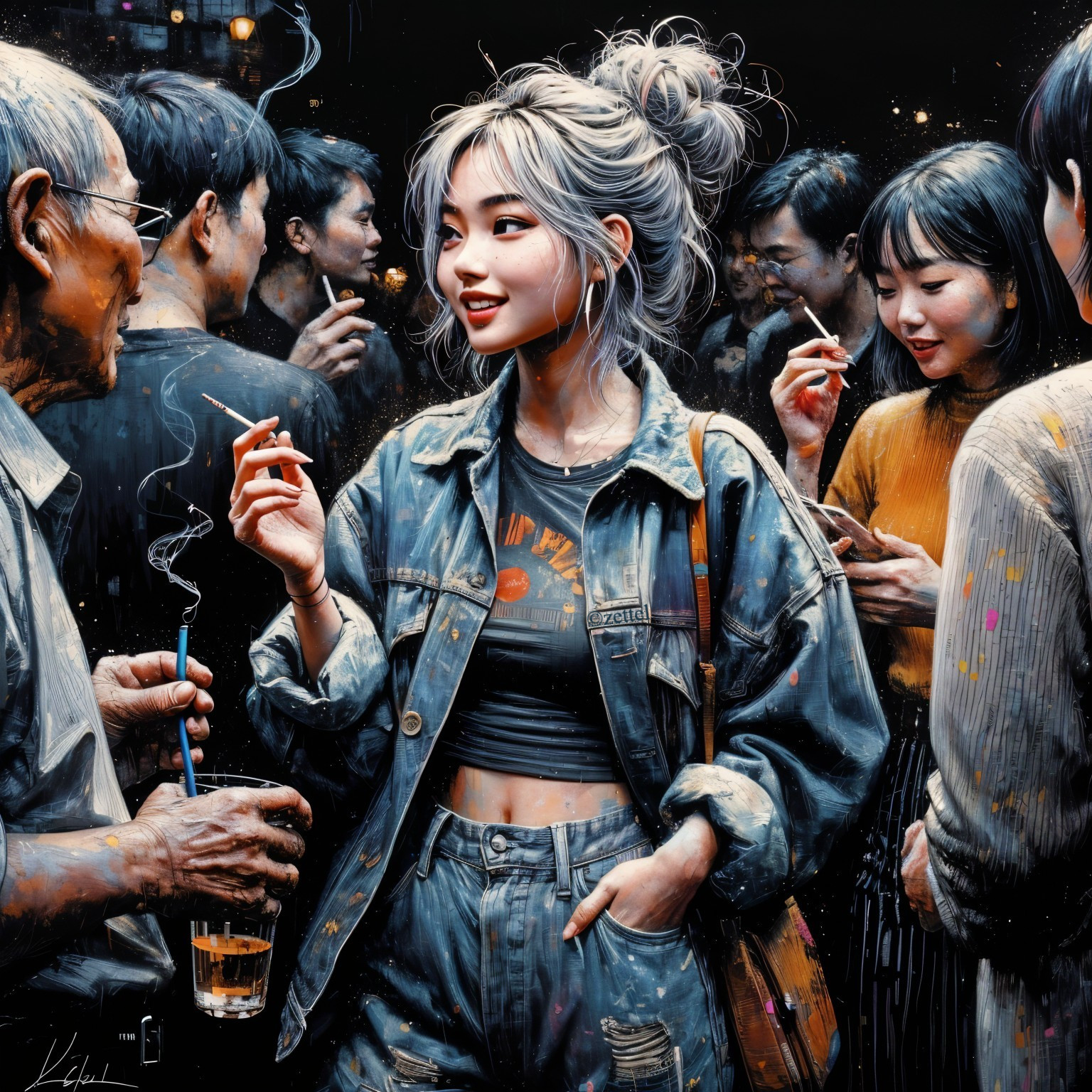 Stylish Young Woman in Lively Social Setting