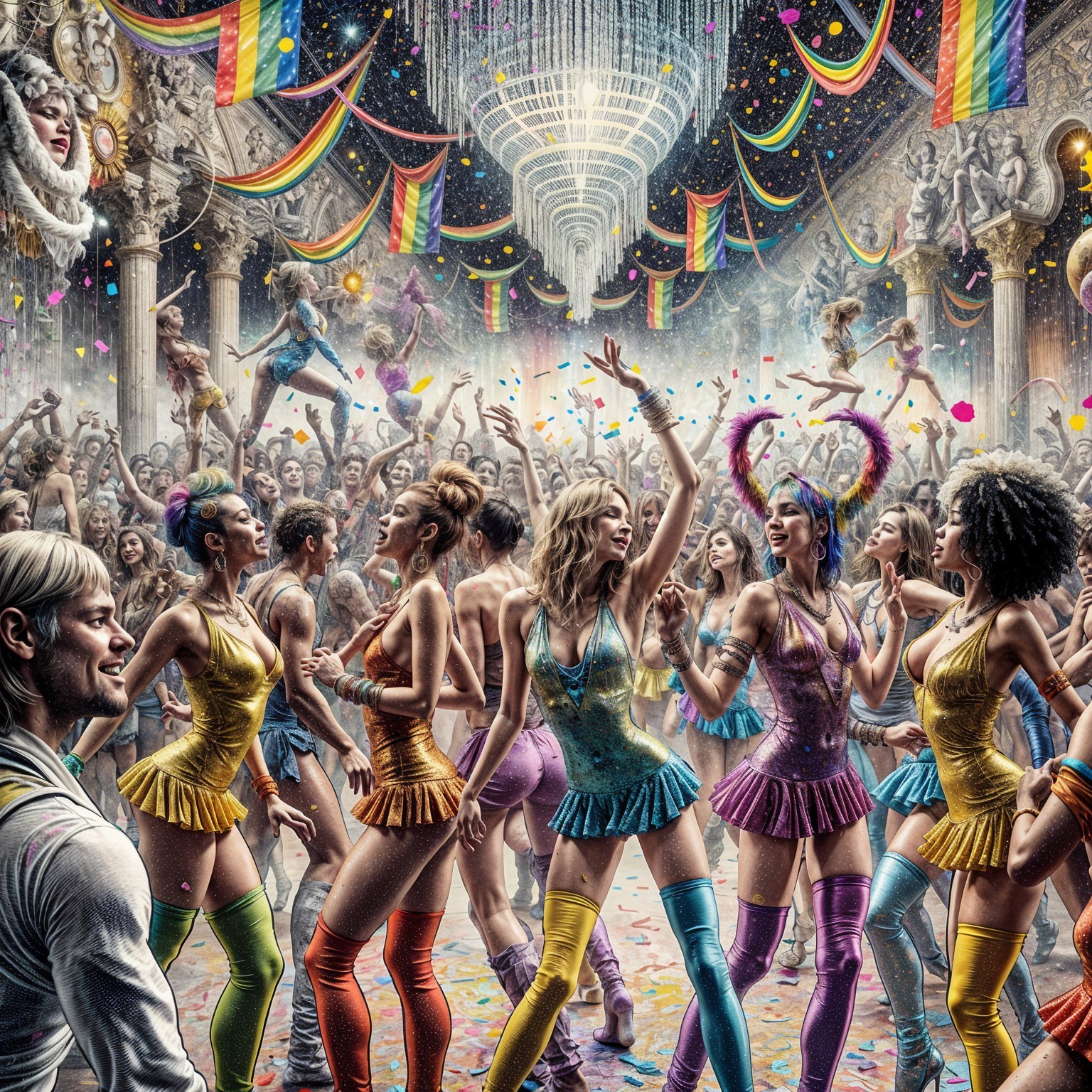 Vibrant Party Scene with Colorful Celebrations