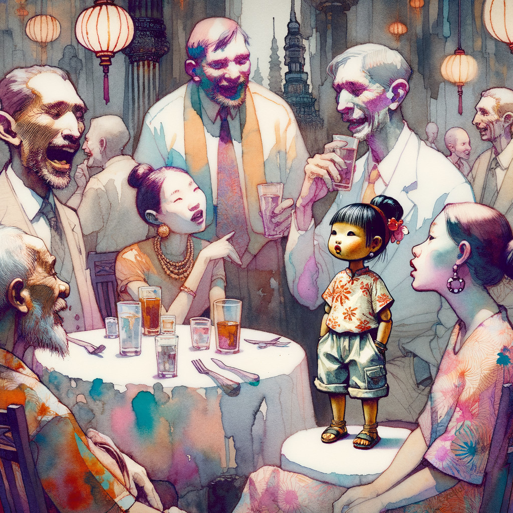Festive Gathering with a Confident Girl and Adults