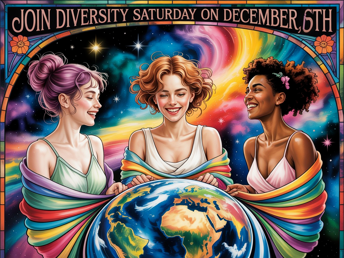 Artistic Illustration of Diverse Women with Globe
