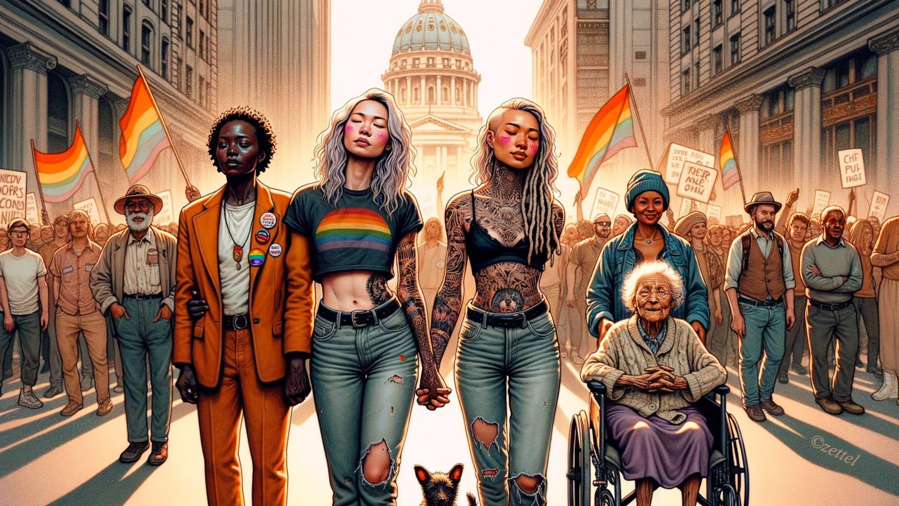 Vibrant LGBTQ+ Pride Scene with Diverse Participants