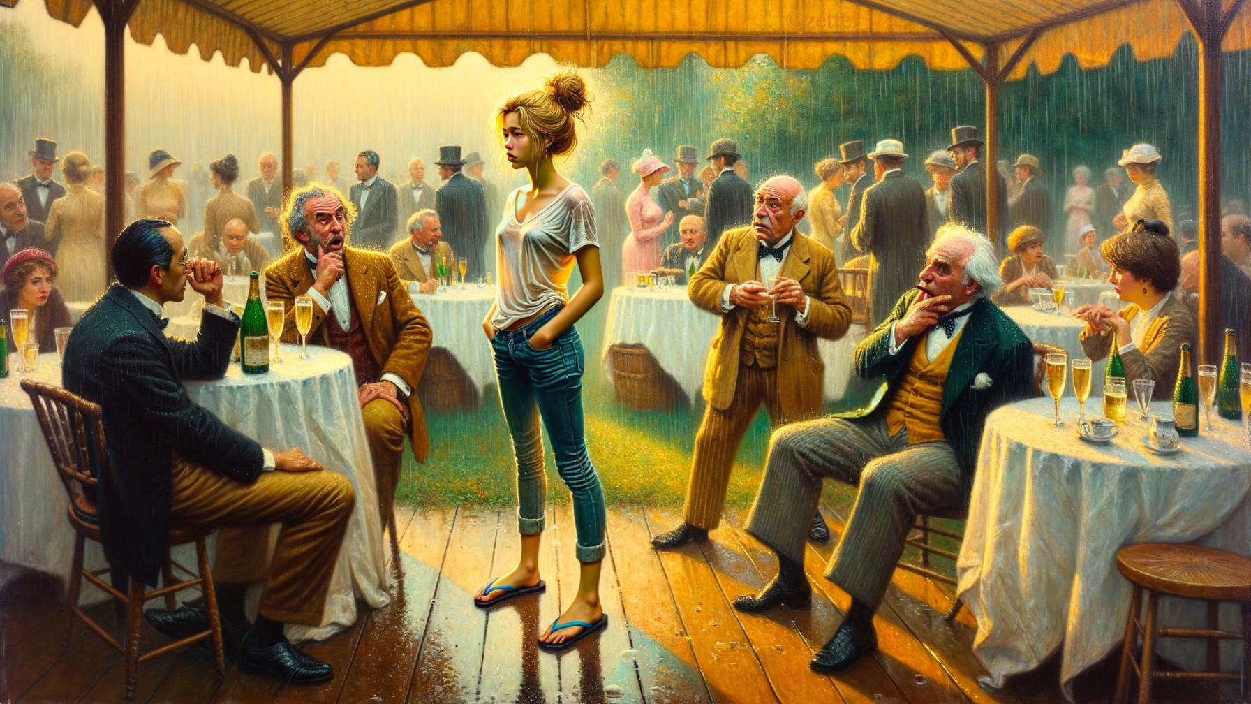 Outdoor Gathering with Casual and Formal Attire
