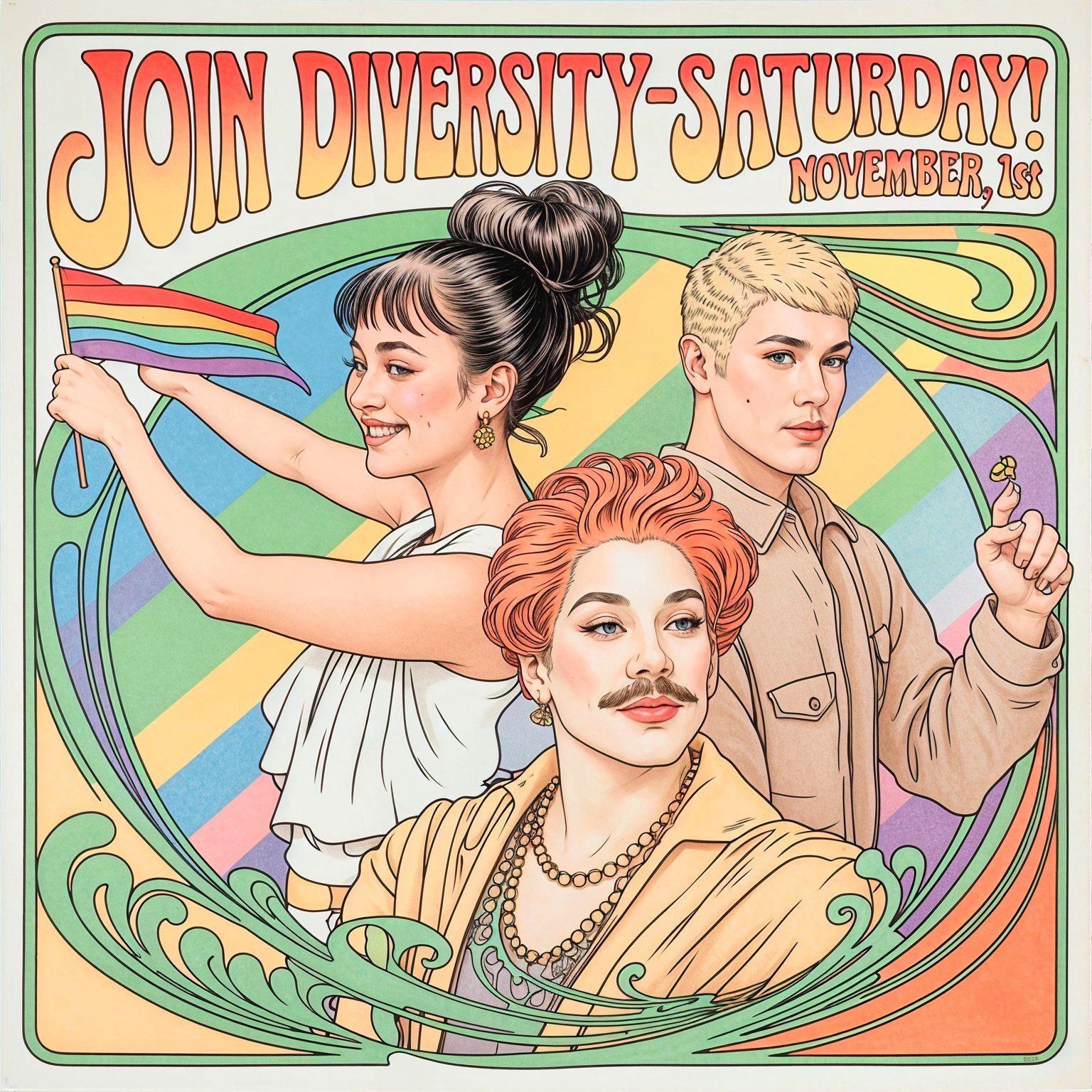 Diversity Saturday Event with Colorful Retro Design