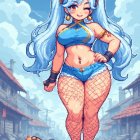 Futuristic Pixel Art Character in Cyberpunk Setting