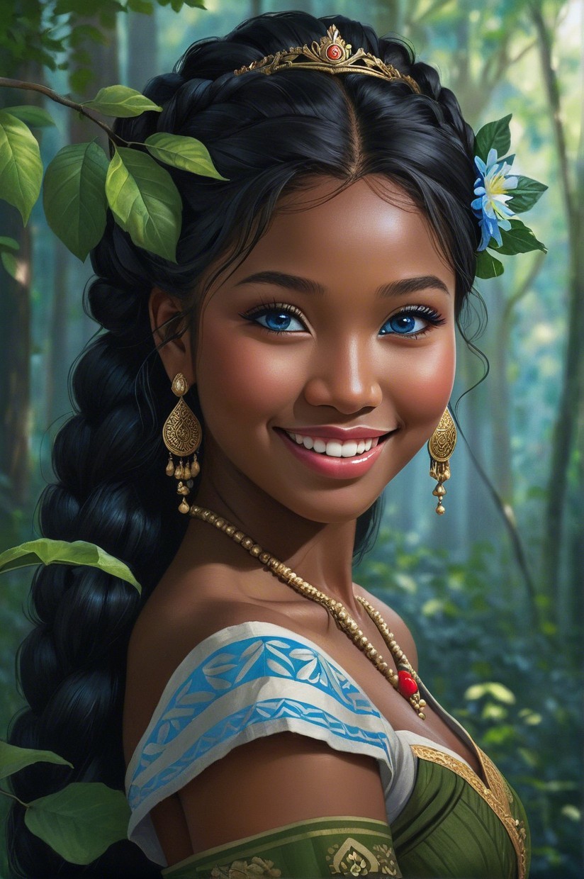 Young Woman in Elegant Outfit Smiling in Forest