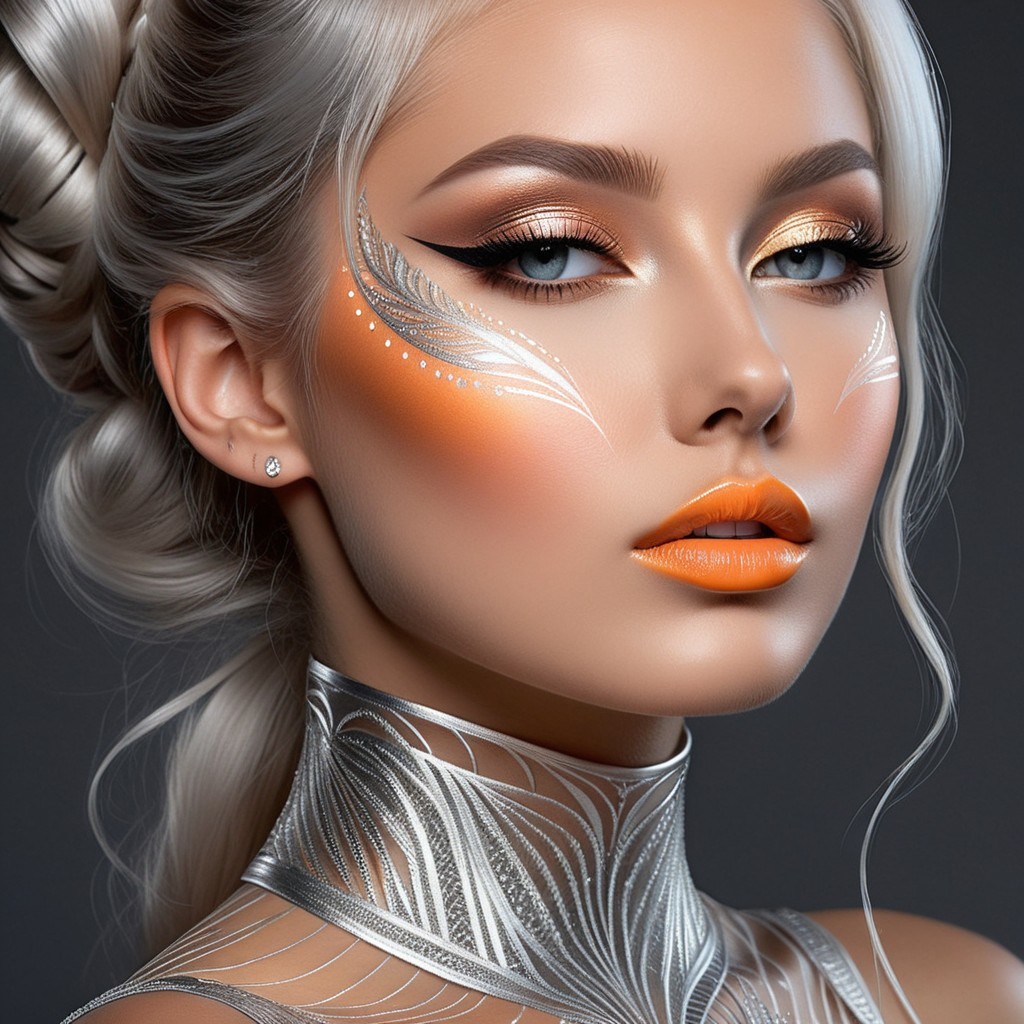 Close-up Portrait of a Woman with Dramatic Makeup