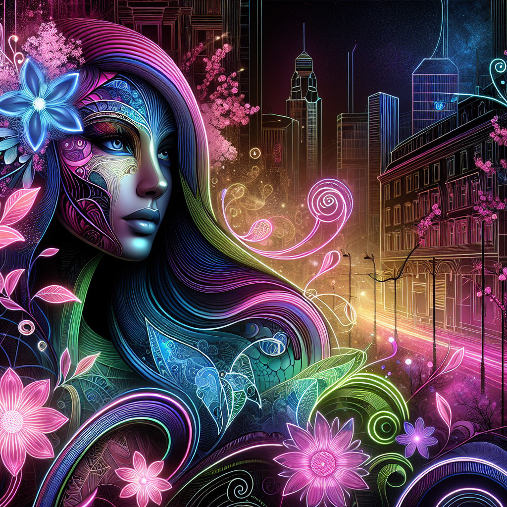 Surreal Portrait of a Woman with Floral Patterns