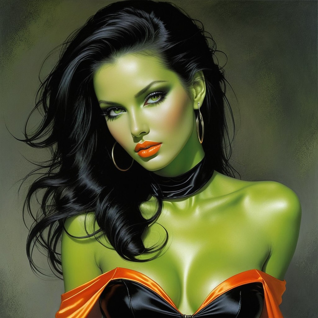 Emerald Green Character with Bold Fashion Features