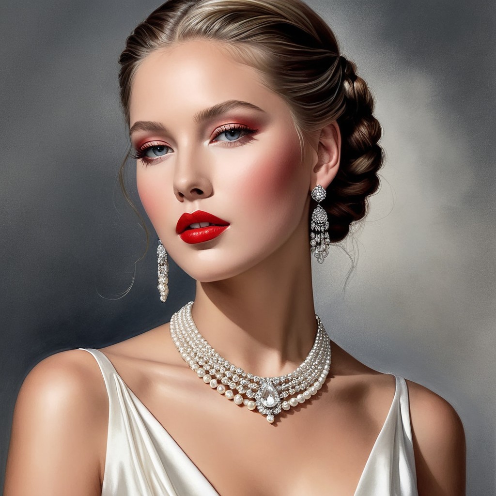 Glamorous Woman with Elegant Updo and Jewelry
