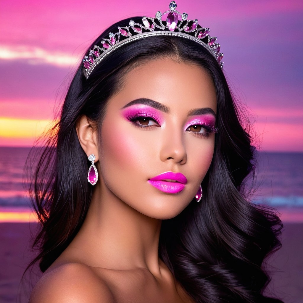 Beauty Portrait with Sunset at the Beach
