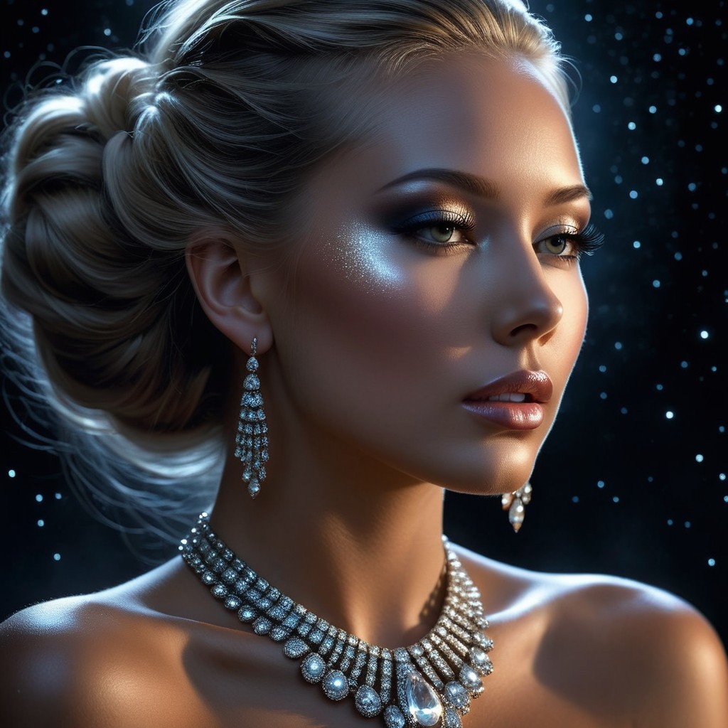 Elegant Portrait of a Woman with Glamorous Features