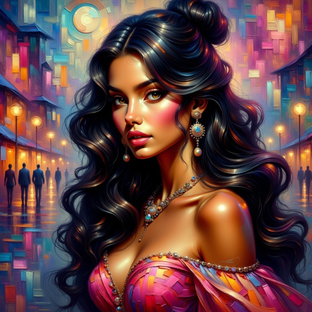 Portrait of a Confident Young Woman in Colorful Dress