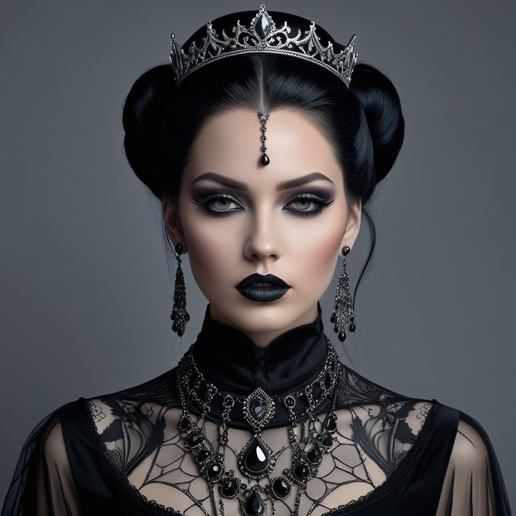 Gothic Elegance: Woman in Dark Aesthetic Portrait