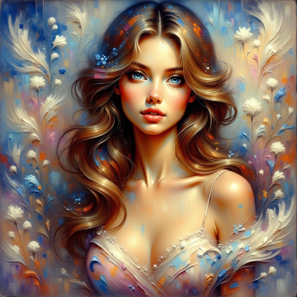 Fantasy Portrait of a Woman with Chestnut Hair and Glow