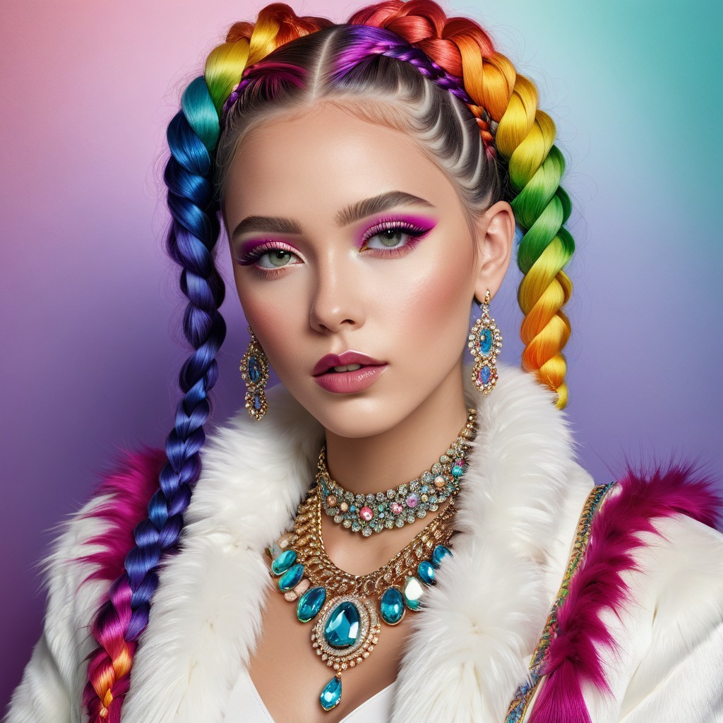 Portrait of a Young Woman with Multicolored Hair