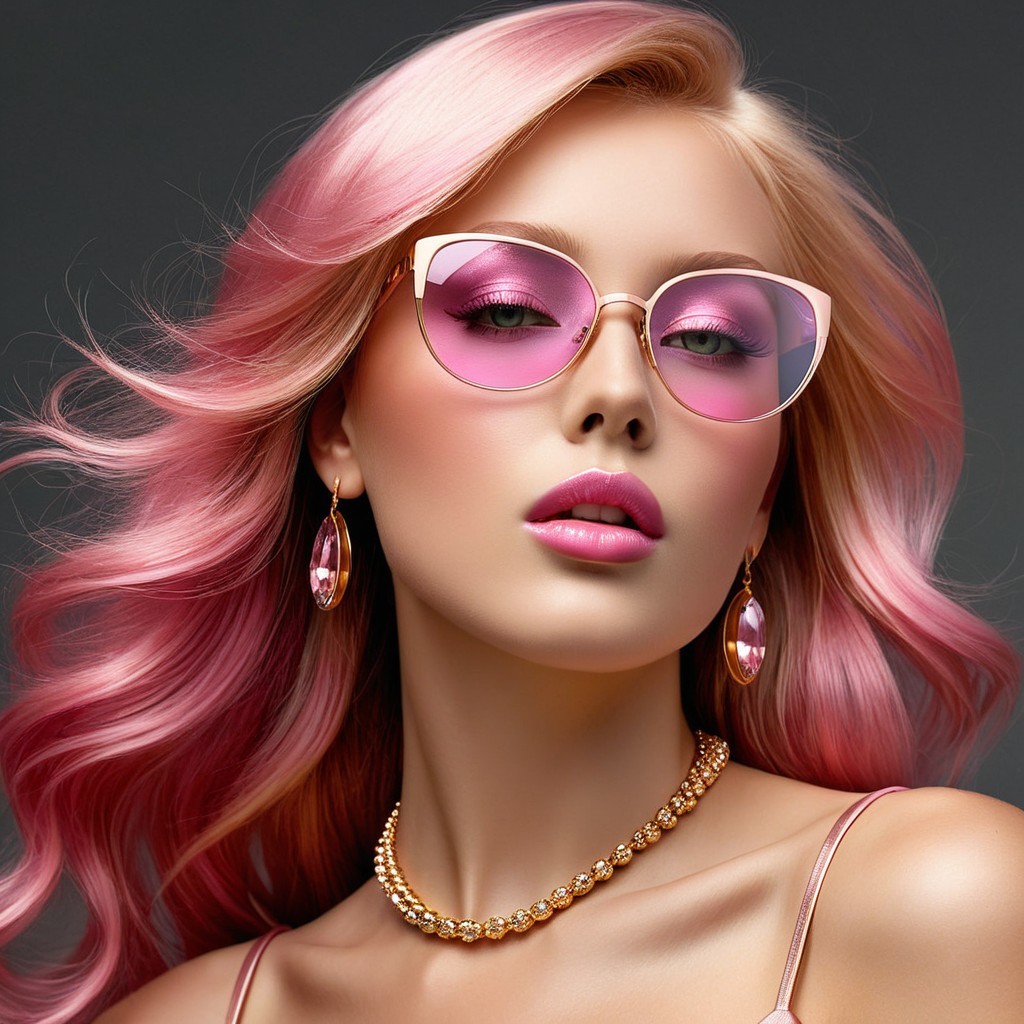 Glamorous Model with Pink Hair and Stylish Accessories