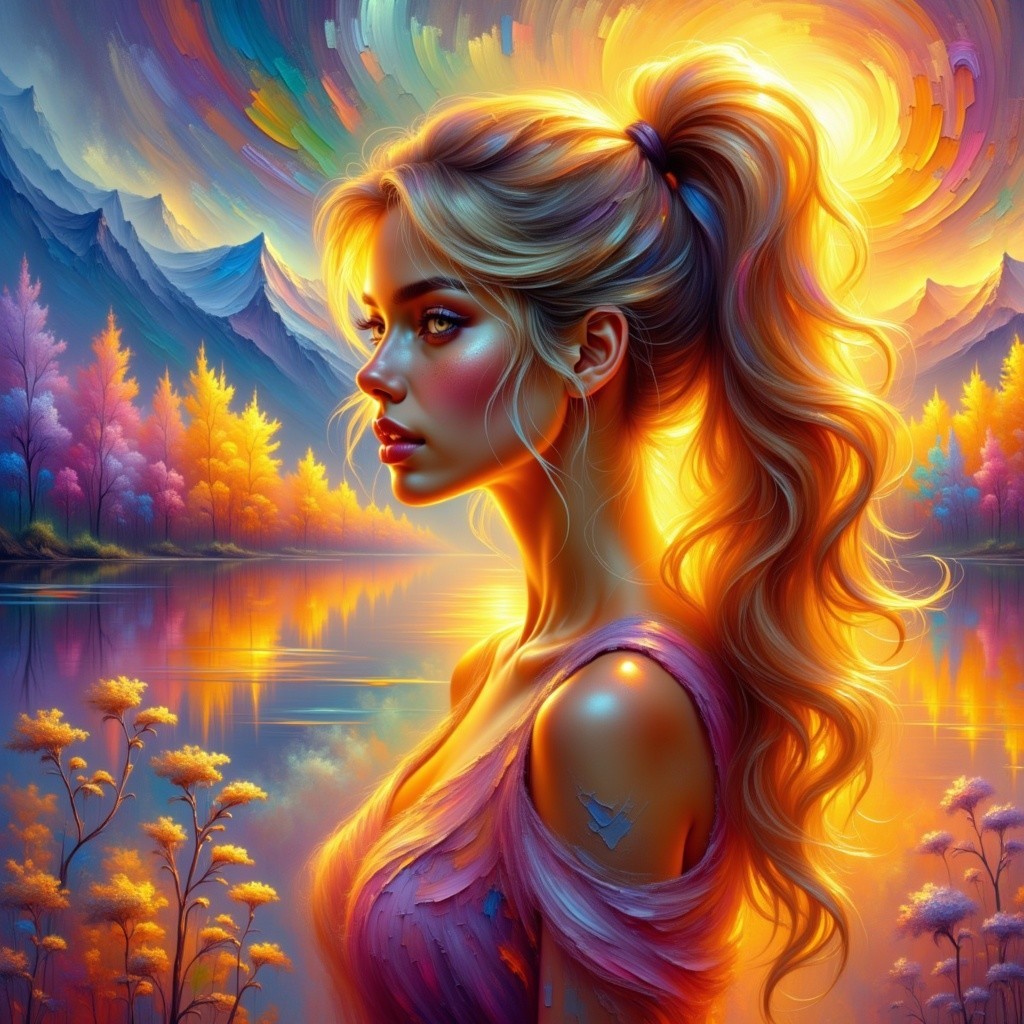 Portrait of a Young Woman in Autumn Landscape