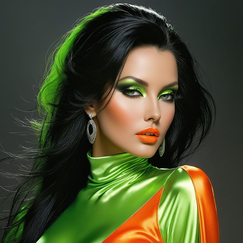 Elegant Portrait of Model with Glossy Black Hair