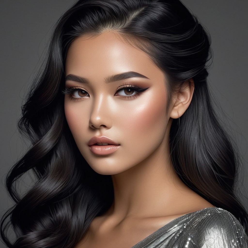 Close-Up Portrait of a Young Woman with Black Hair