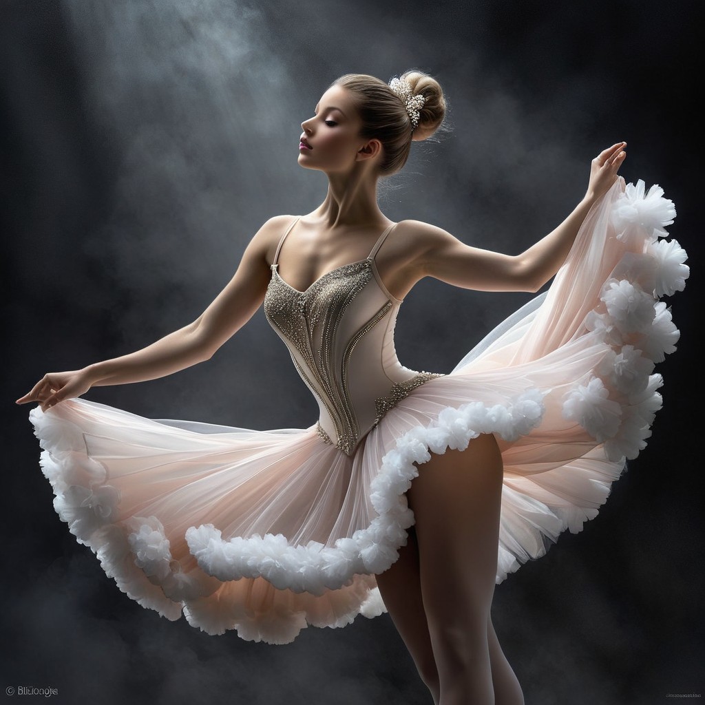 Ballerina in Elegant Tutu with Floral Accents