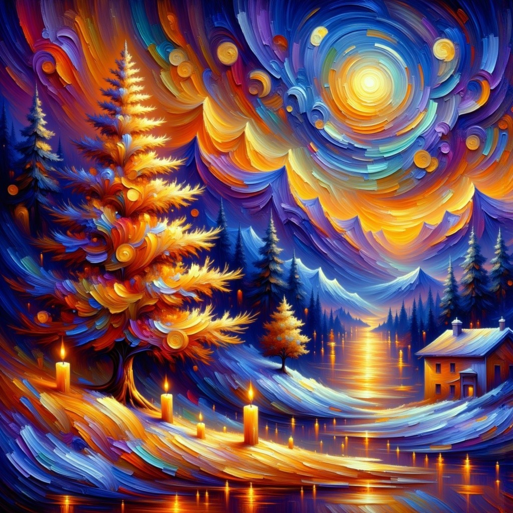 Vibrant Landscape with Starry Sky and River Reflection