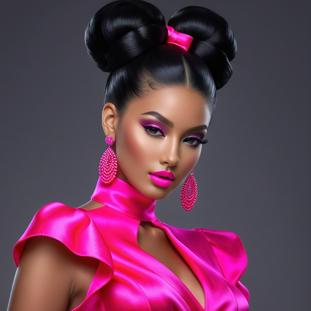 Portrait of a Woman with Elegant Pink Accents