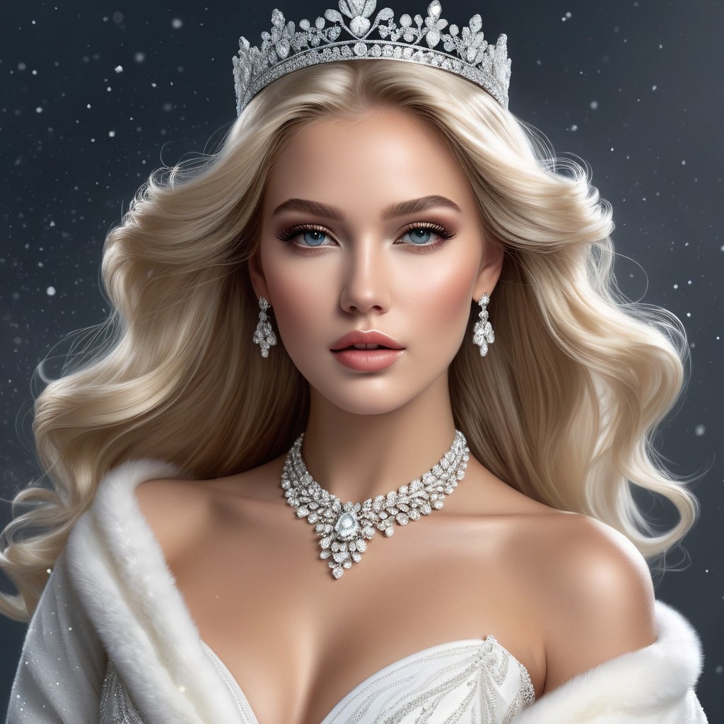 Elegant Winter-Themed Figure with Sparkling Attire