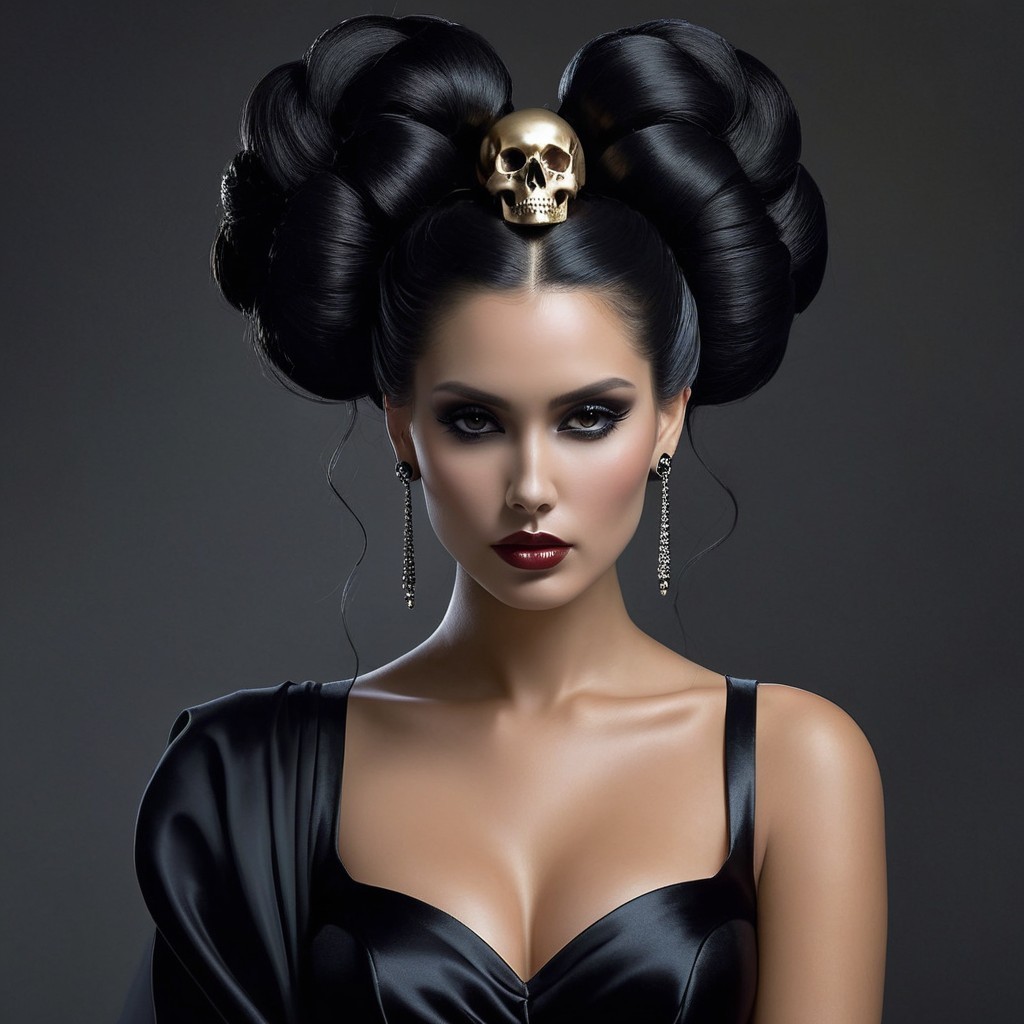 Elegant Portrait of a Woman with Gothic Glamour