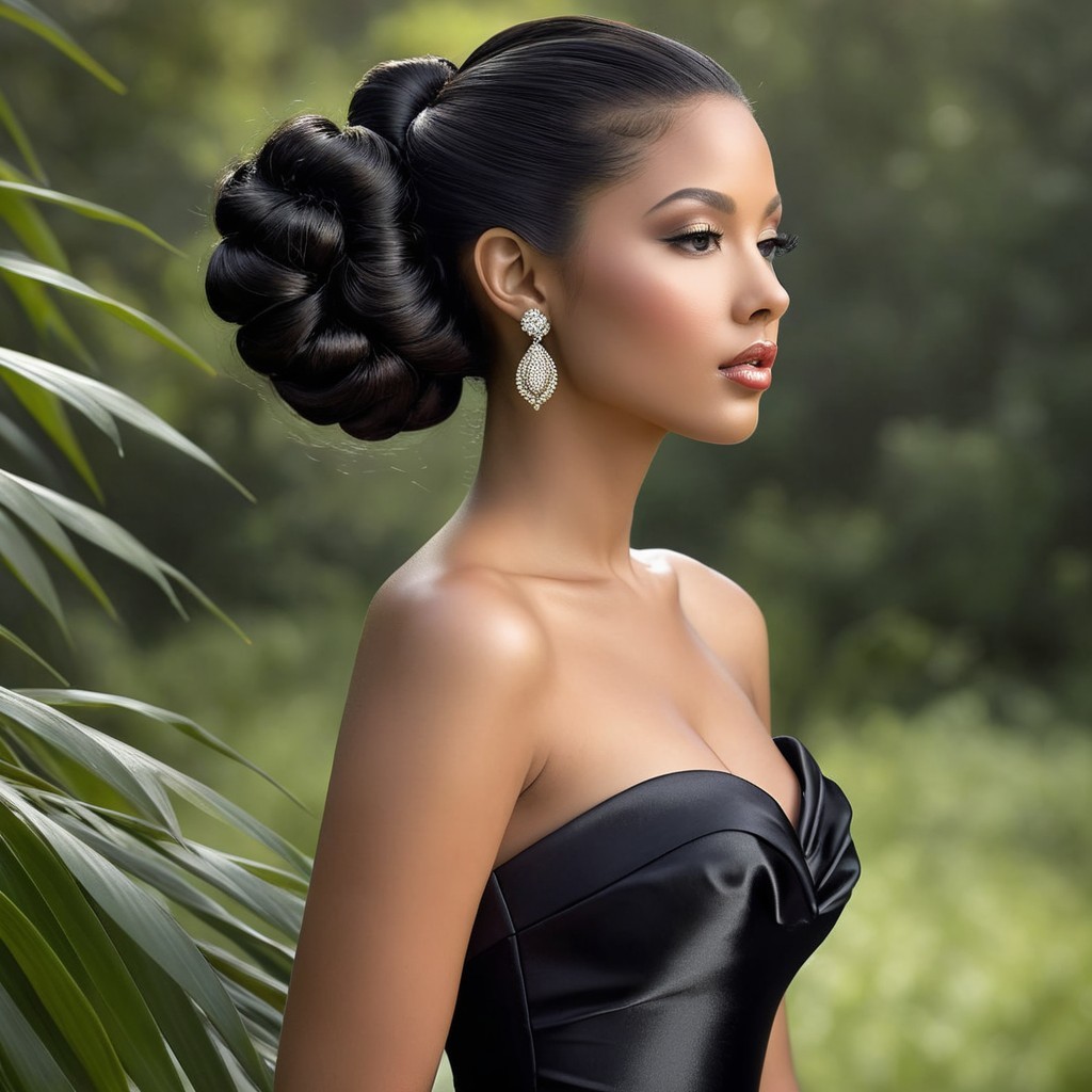 Elegant Woman with Updo and Ornate Earrings