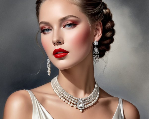 Glamorous Woman with Elegant Updo and Jewelry