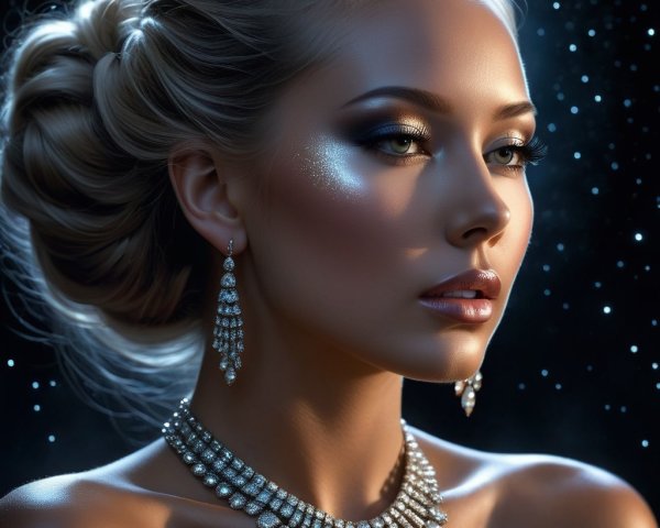 Elegant Portrait of a Woman with Glamorous Features