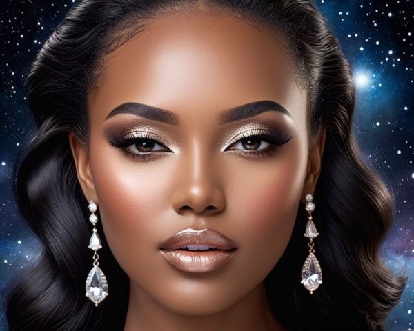 Portrait of a Woman with Flawless Makeup and Hair
