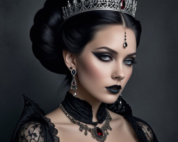 Portrait of a Woman in Black Gown with Gothic Aesthetic