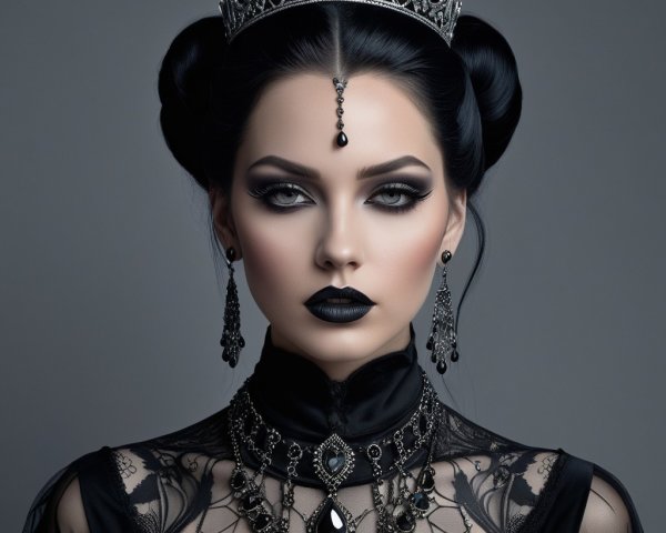 Gothic Elegance: Woman in Dark Aesthetic Portrait