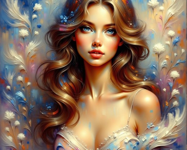 Fantasy Portrait of a Woman with Chestnut Hair and Glow