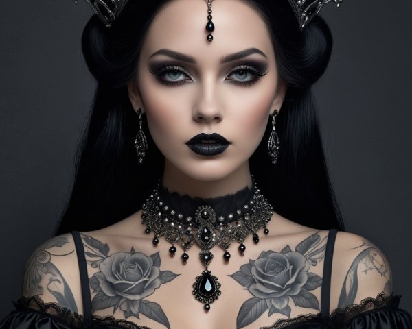 Striking Woman with Gothic Aesthetic and Jewelry