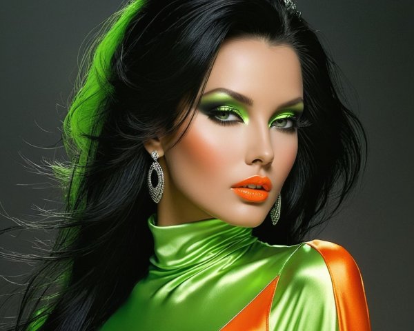 Elegant Portrait of Model with Glossy Black Hair