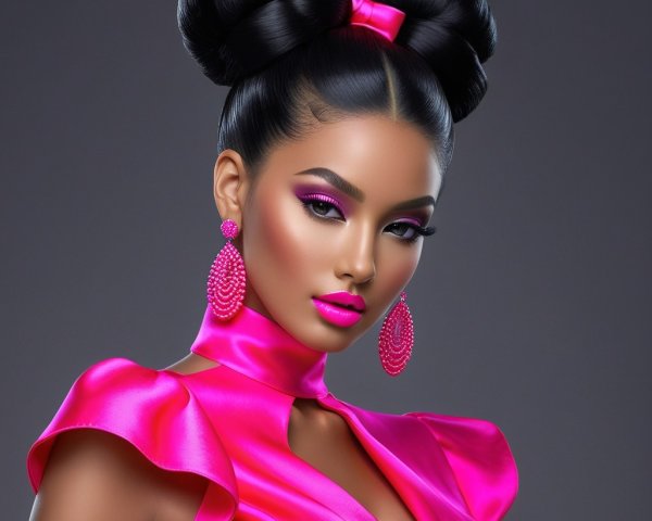 Portrait of a Woman with Elegant Pink Accents