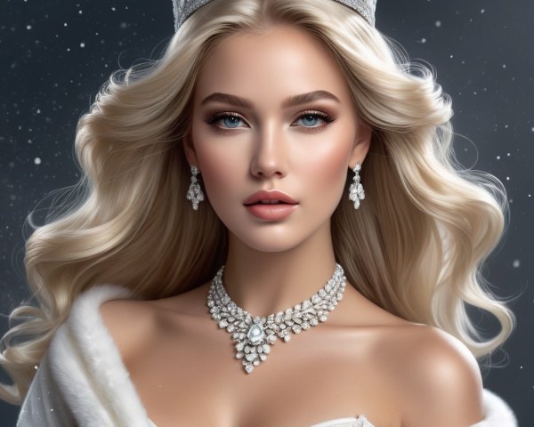 Elegant Winter-Themed Figure with Sparkling Attire