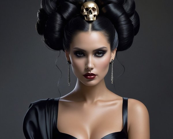 Elegant Portrait of a Woman with Gothic Glamour