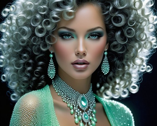 Elegant Portrait of a Woman in Emerald Green Outfit