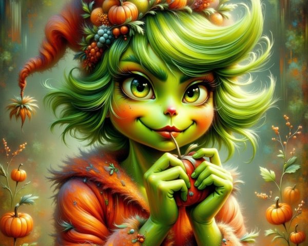 Whimsical Character in Enchanting Autumn Setting