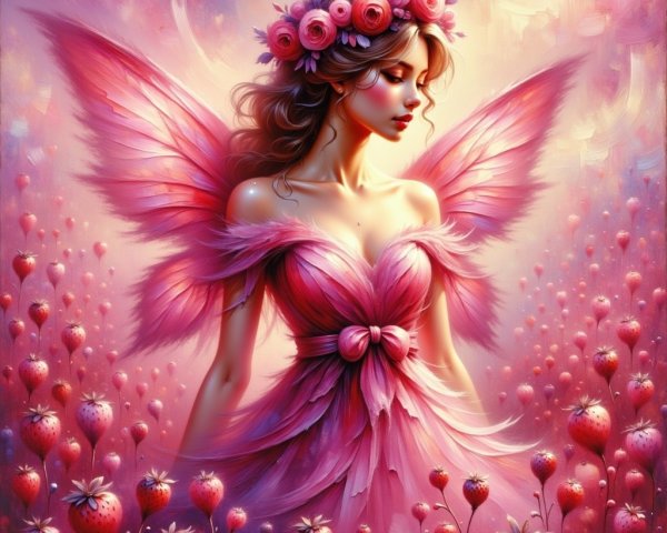 Hyperrealistic Fairy with Flower Crown and Wings