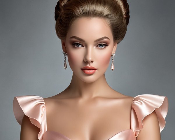 Elegant young woman in pink gown with tiara